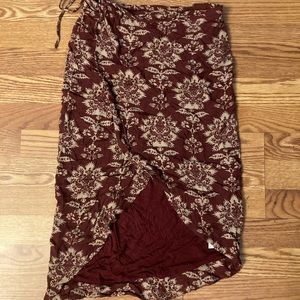 Free people damask print wrap skirt